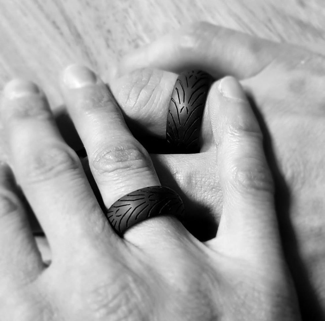 Unique handmade tire tread rings. Mens rings. Titanium rings – Racerings