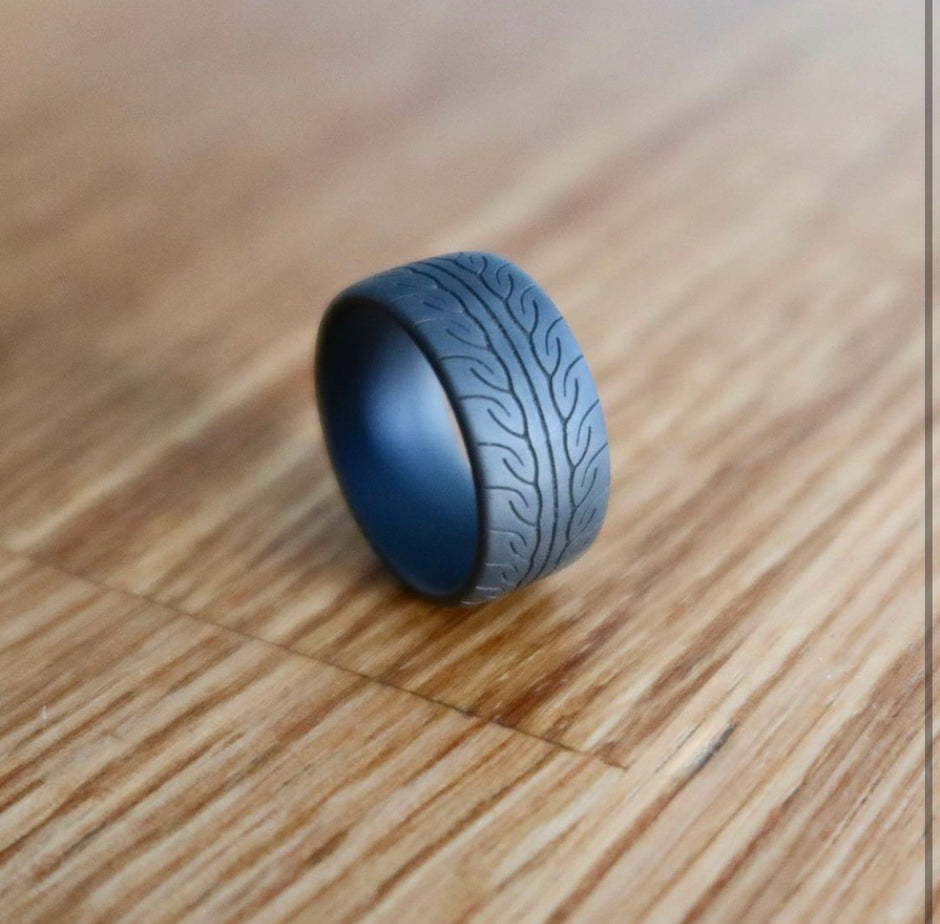 Unique handmade tire tread rings. Mens rings. Titanium rings – Racerings